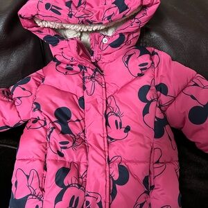 Gap Disney Pink Minnie Mouse Sherpa lined Puffer Jacket